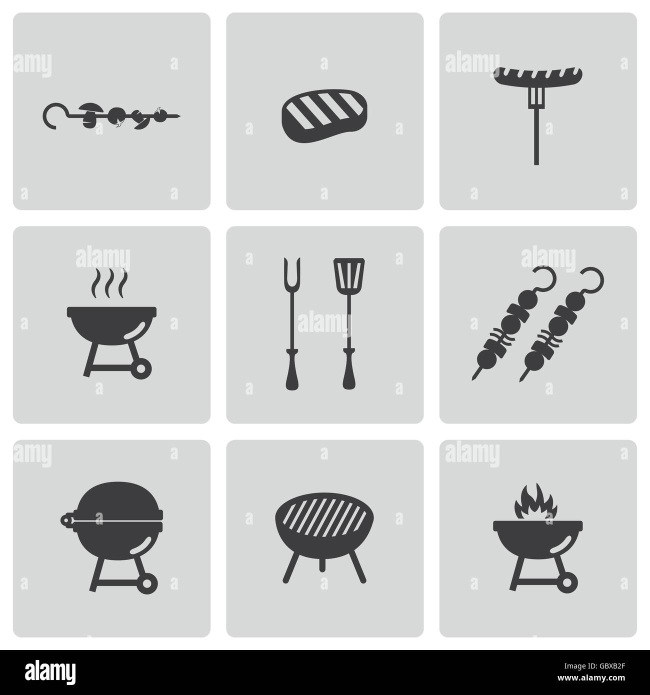 Vector black barbecue icons set Stock Vector Image & Art - Alamy