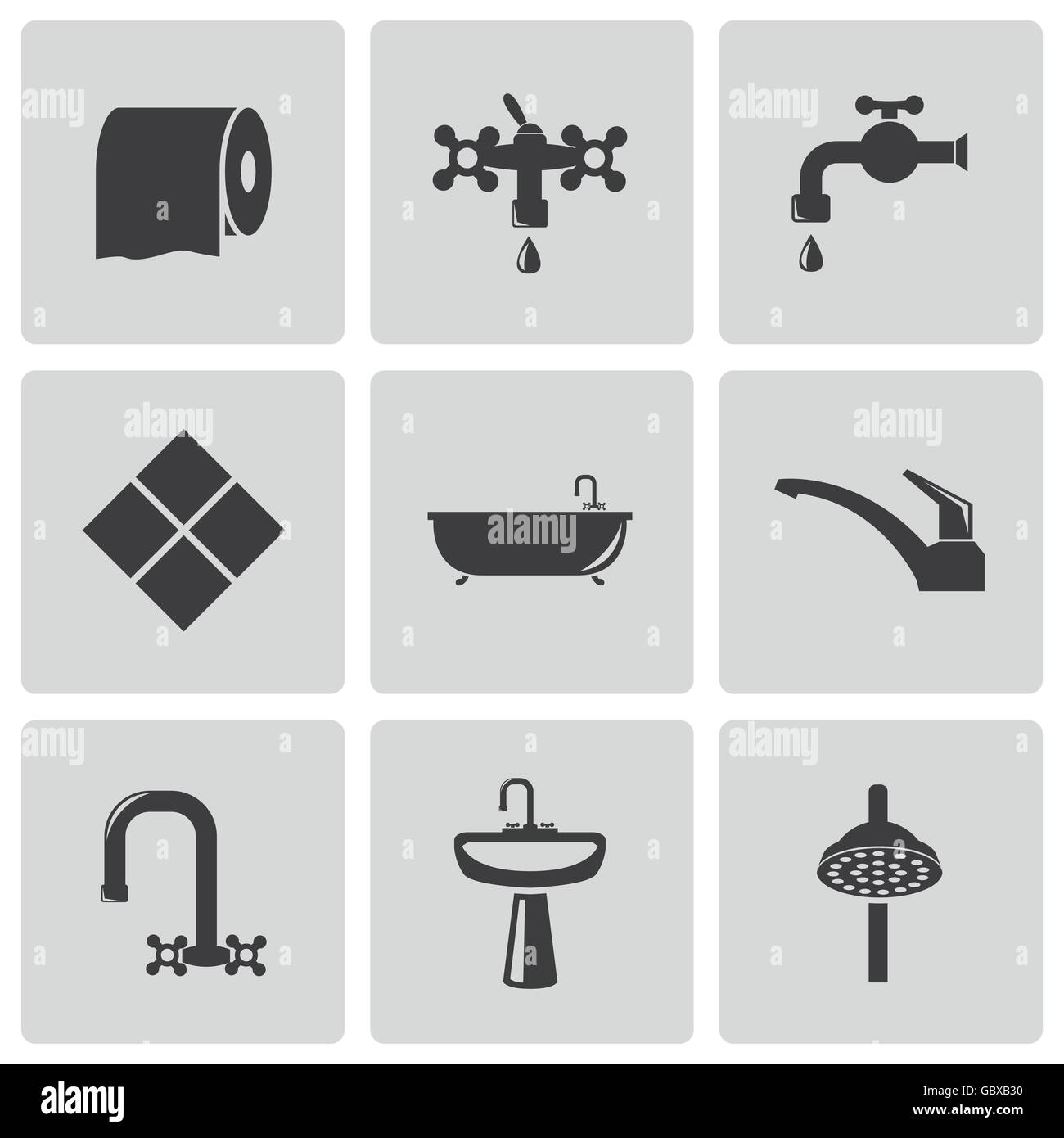 Vector black bathroom icons set Stock Vector Image & Art - Alamy