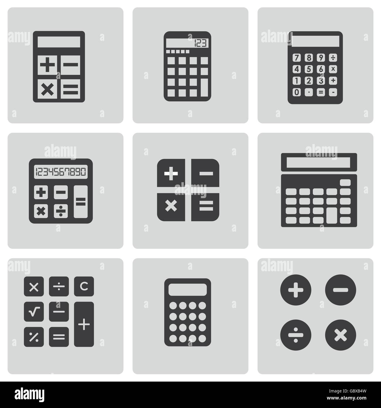 Vector black calculator icons set Stock Vector Image & Art - Alamy