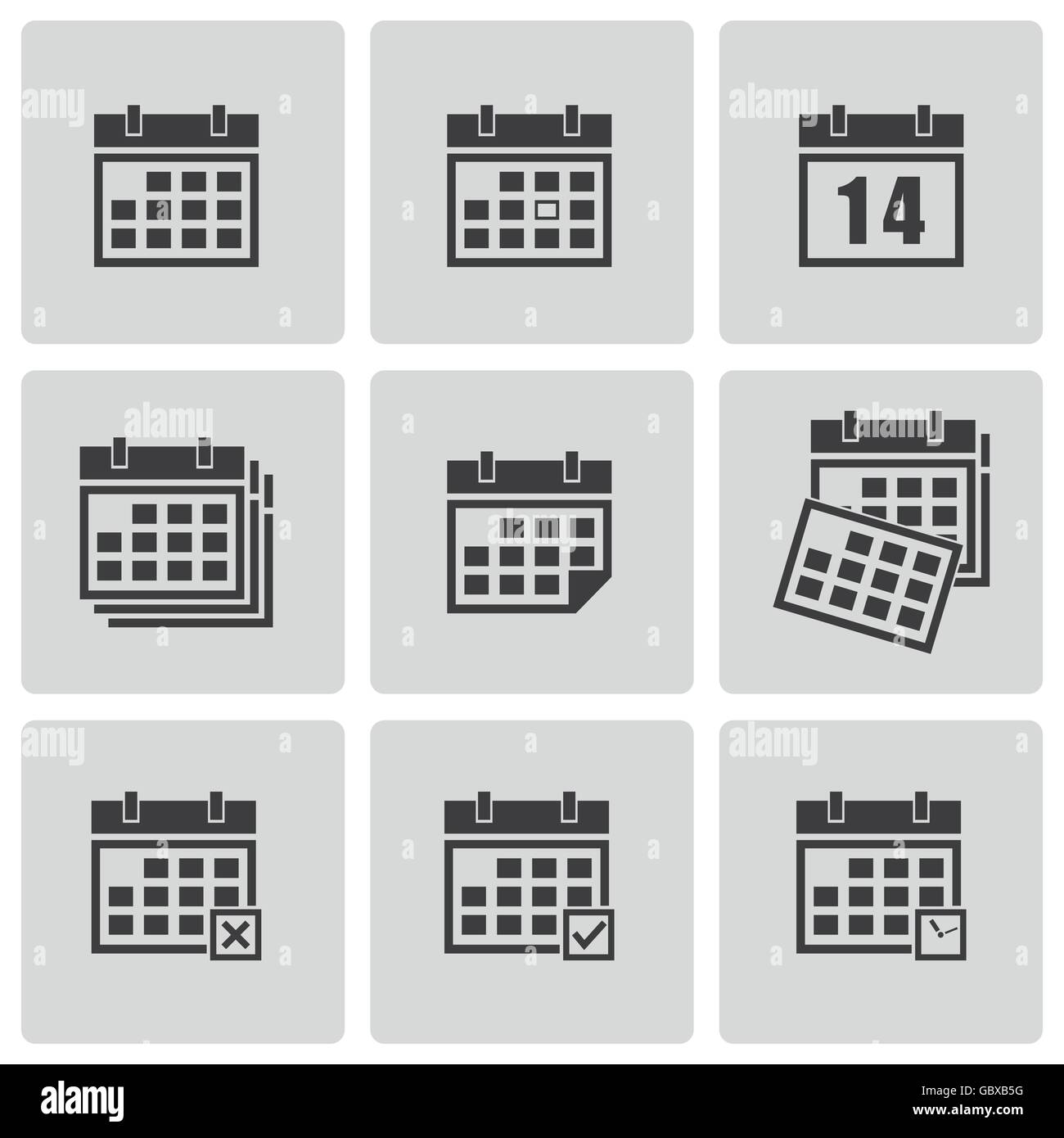 Vector black calendar icons set Stock Vector Image & Art - Alamy