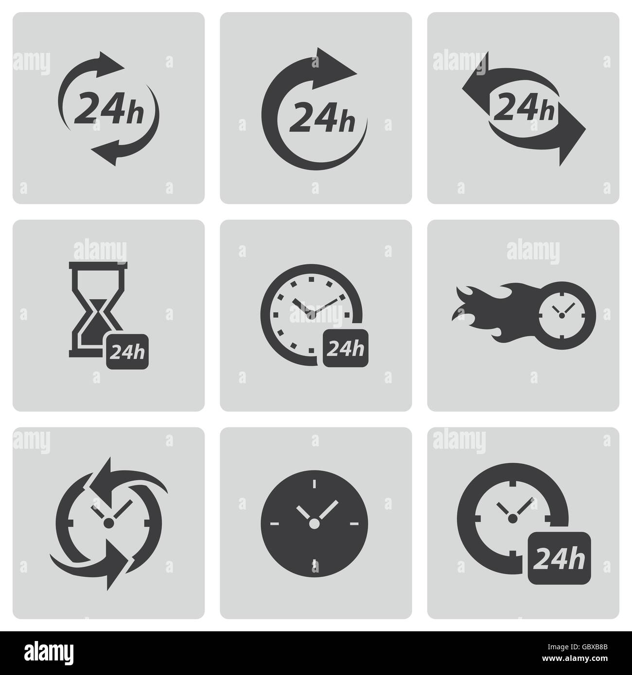 Vector black clock icons set Stock Vector Image & Art - Alamy