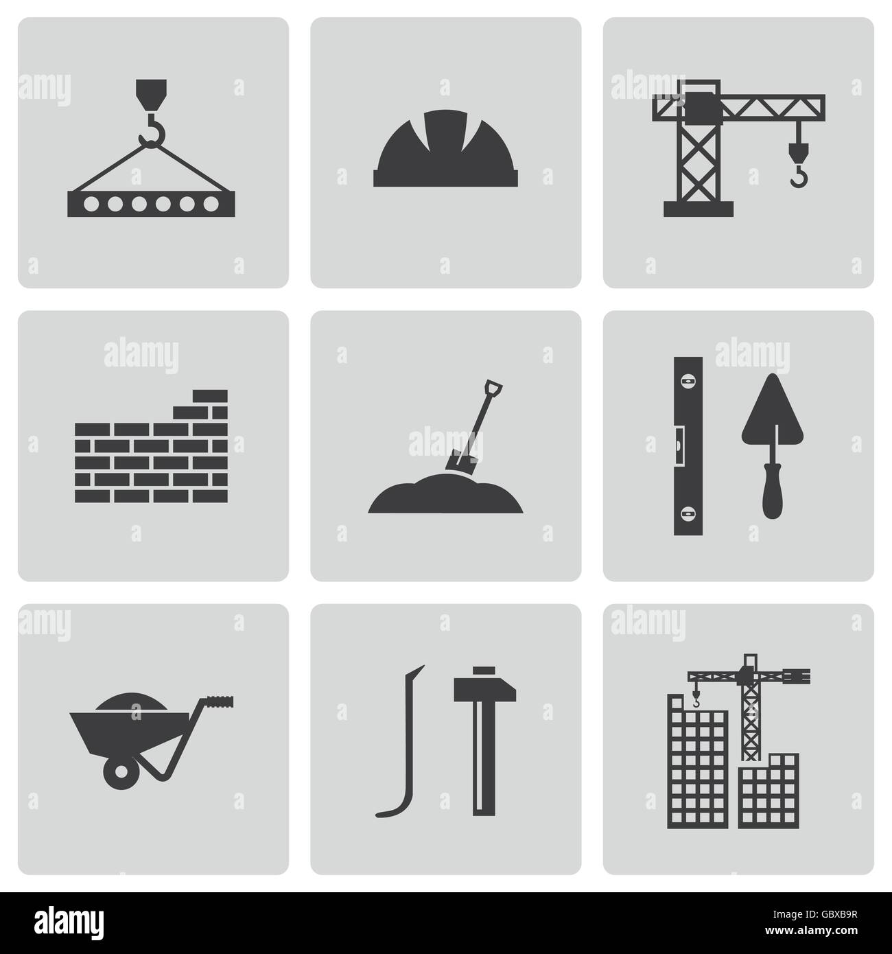 Vector black construction icons set Stock Vector Image & Art - Alamy