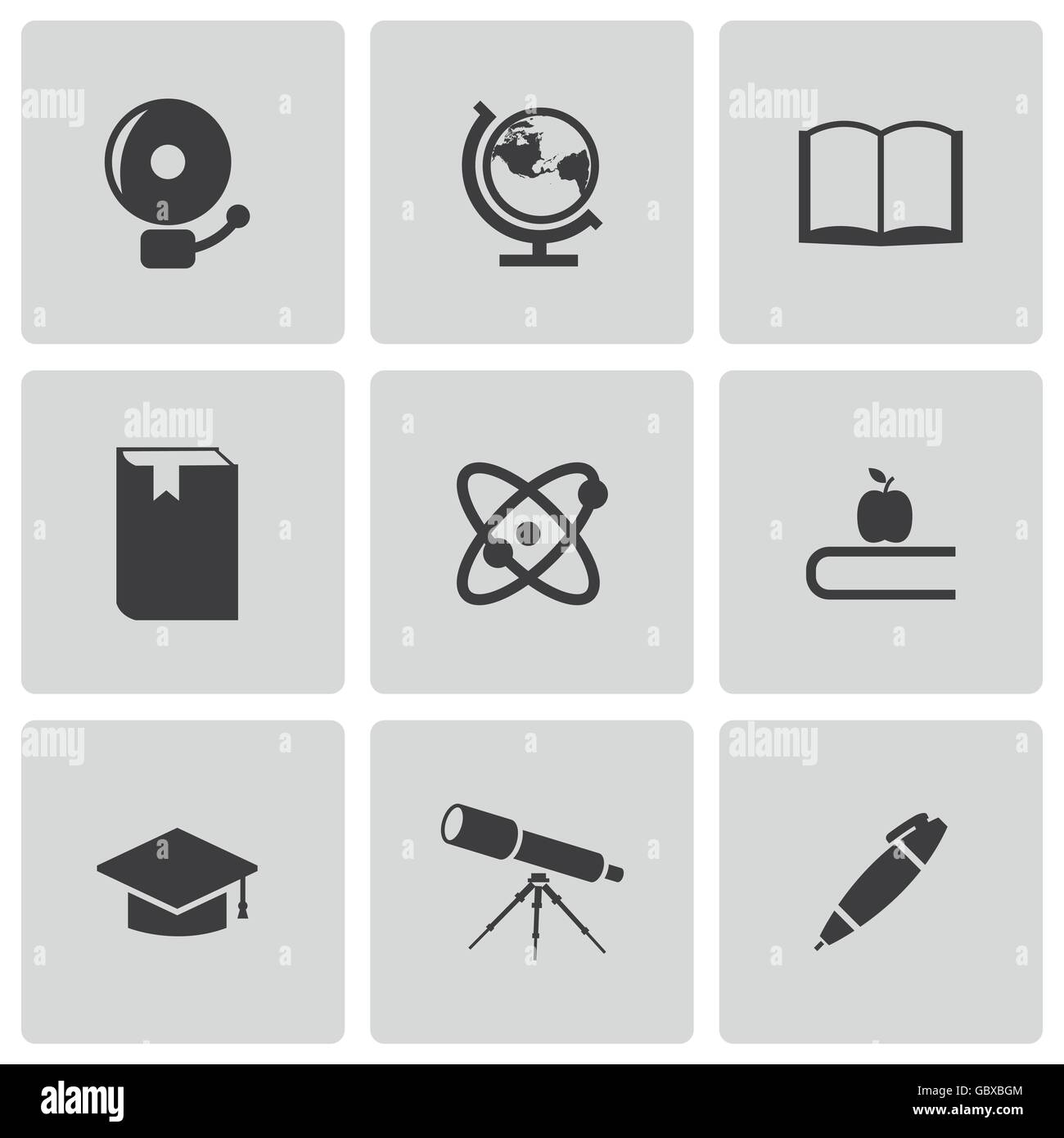 Vector black education icons set Stock Vector Image & Art - Alamy