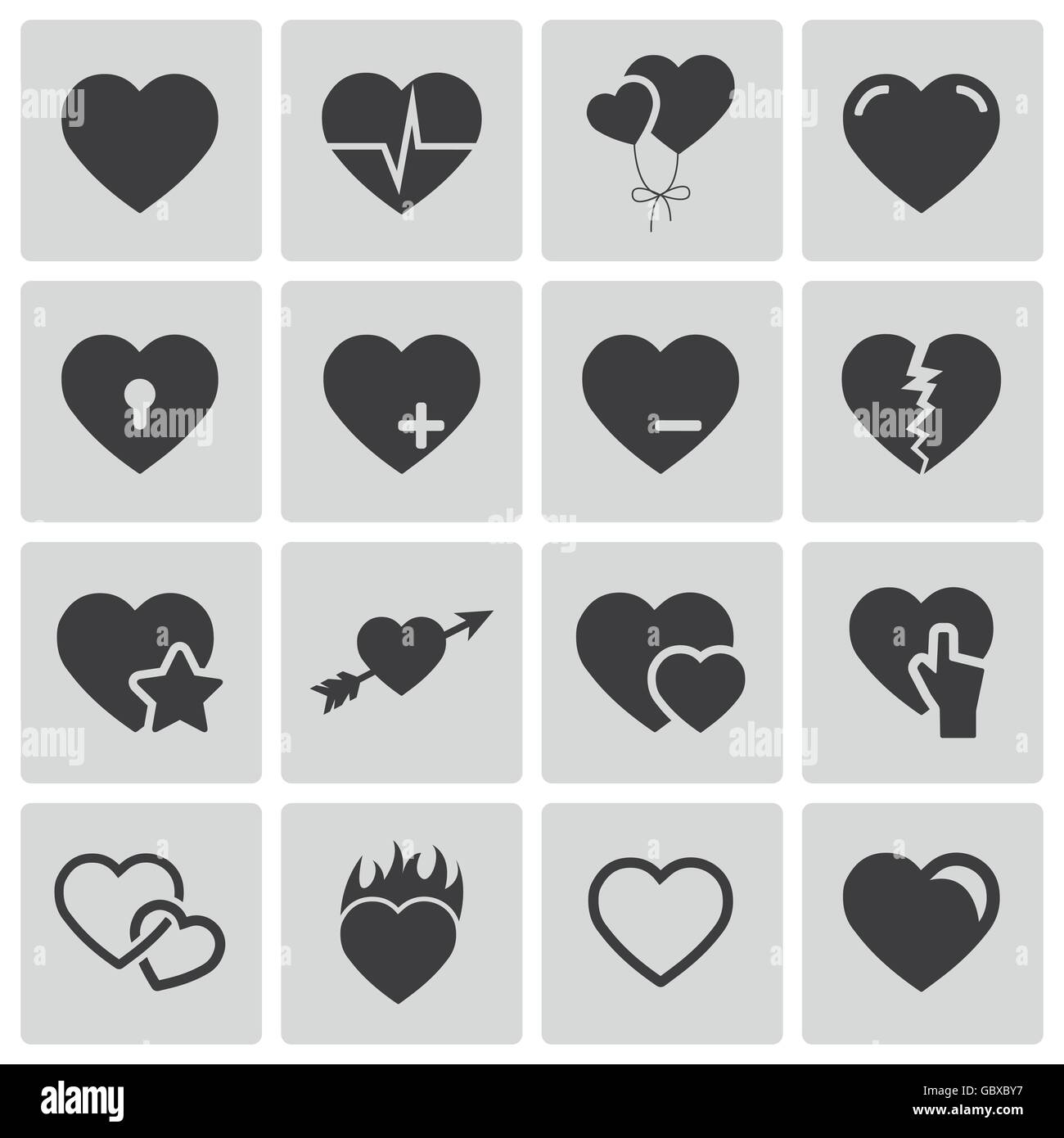 Vector black hearts icons set Stock Vector Image & Art - Alamy