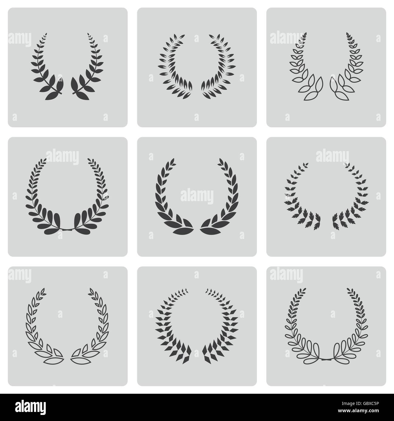 Vector black laurel wreaths icons set Stock Vector Image & Art - Alamy