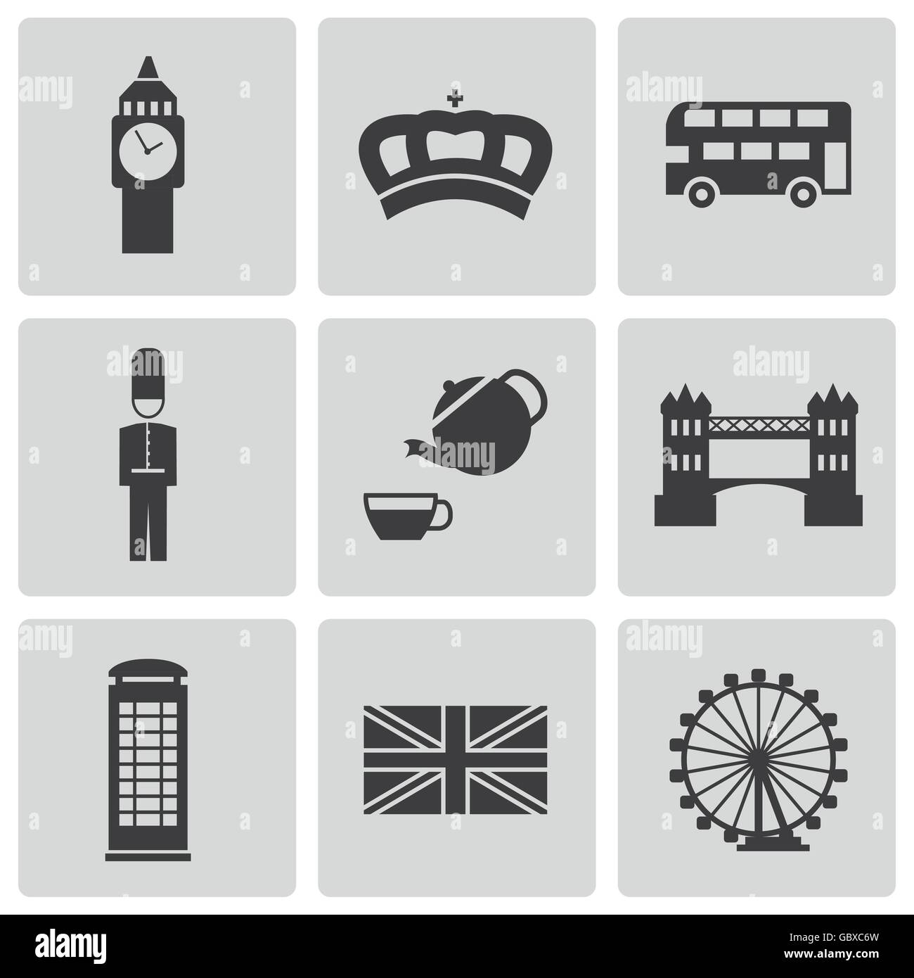 Vector black london icons set Stock Vector