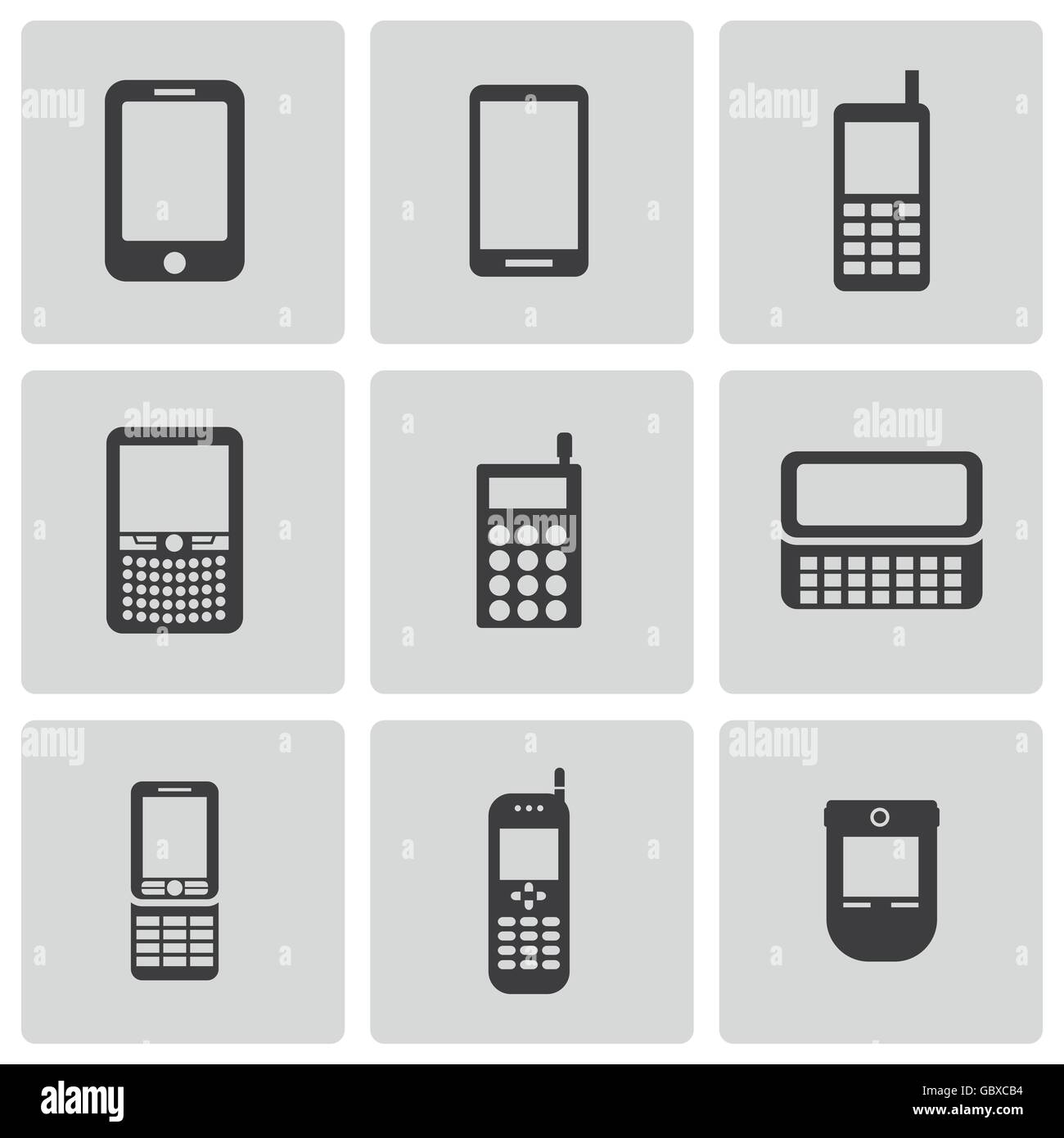 Vector black mobile phone icons set Stock Vector Image & Art - Alamy