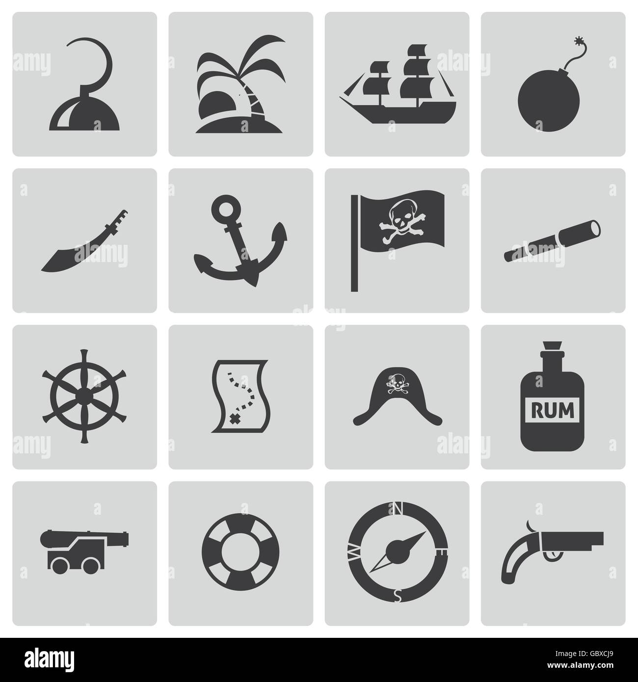 Vector black pirates icons set Stock Vector Image & Art - Alamy