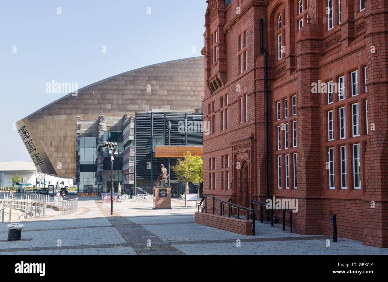 Pierhead Building and Wales millennium Centre, Cardiff Stock Photo