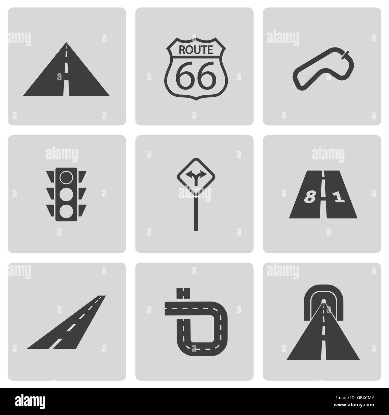 Vector black road icons set Stock Vector Image & Art - Alamy