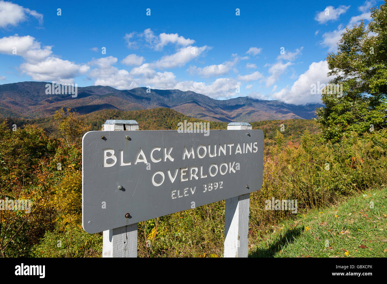 Black Mountains overlook in the fall Blue Ridge Parkway, NC Stock Photo