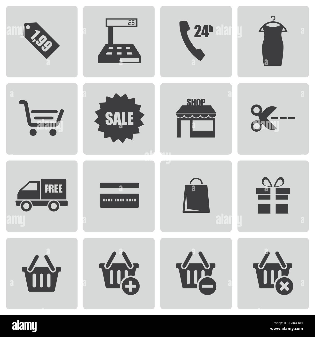 Vector black shopping icons set Stock Vector Image & Art - Alamy