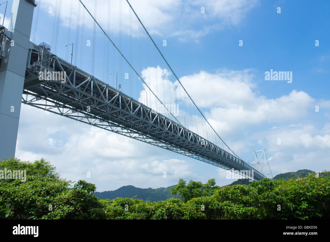 Innoshima Bridge connecting the islands of Innoshima and Mukaishima in the Seto Inland Sea between Honshu and Shikoku. Stock Photo