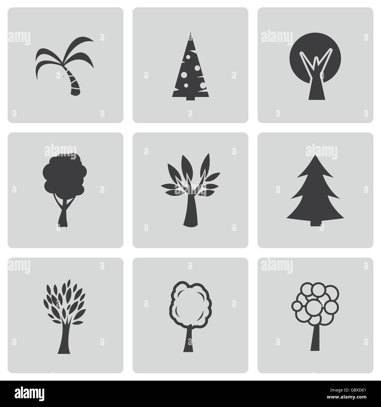 Vector black trees icons set Stock Vector Image & Art - Alamy