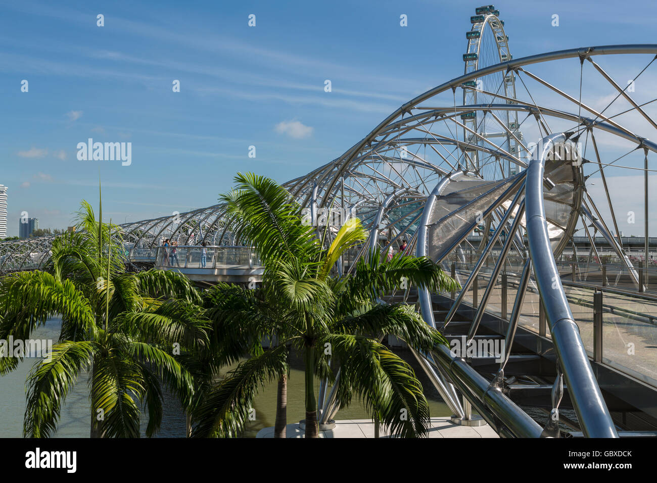 Singapore Helix Bridge, Marina Bay Stock Photo