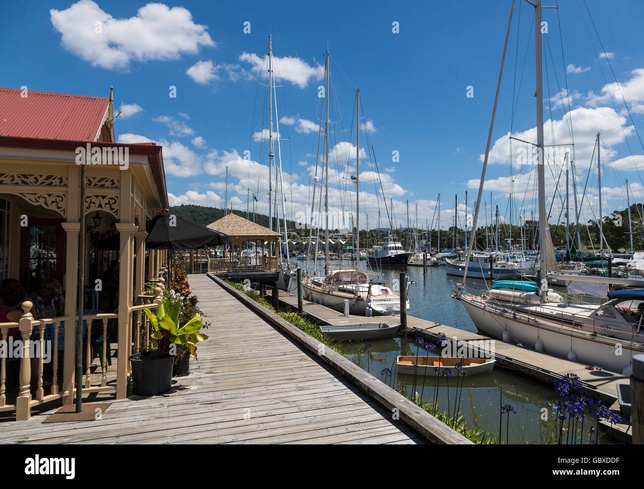 Restaurant at Town Basin, Whangarei, New Zealand Stock Photo