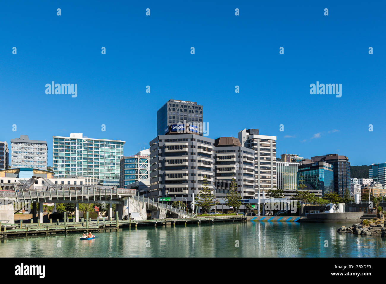 Wellington skyline from the waterfront, New Zealand Stock Photo