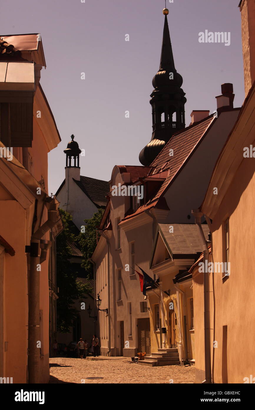 the old city of Tallinn in Estonia in the Baltic countrys in Europe. Stock Photo