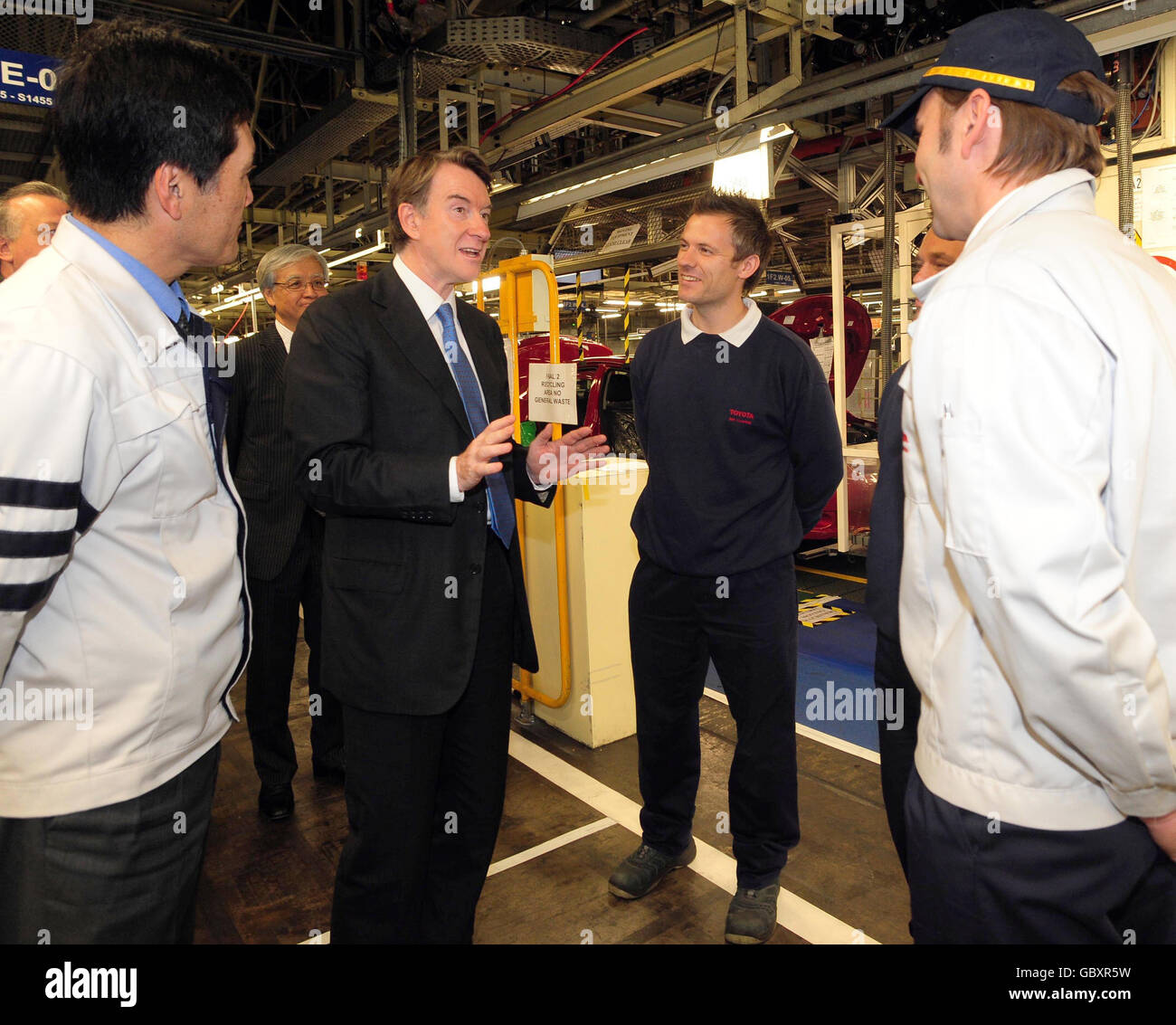Mandelson visits Toyota plant Stock Photo