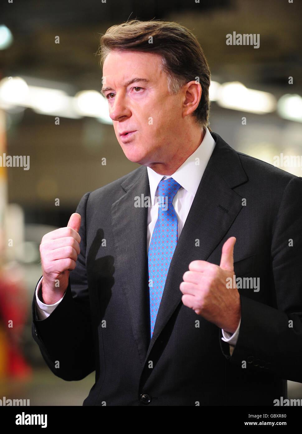 Business Secretary Lord Mandelson during a visit to the Toyota Burnaston plant near Derby. Stock Photo
