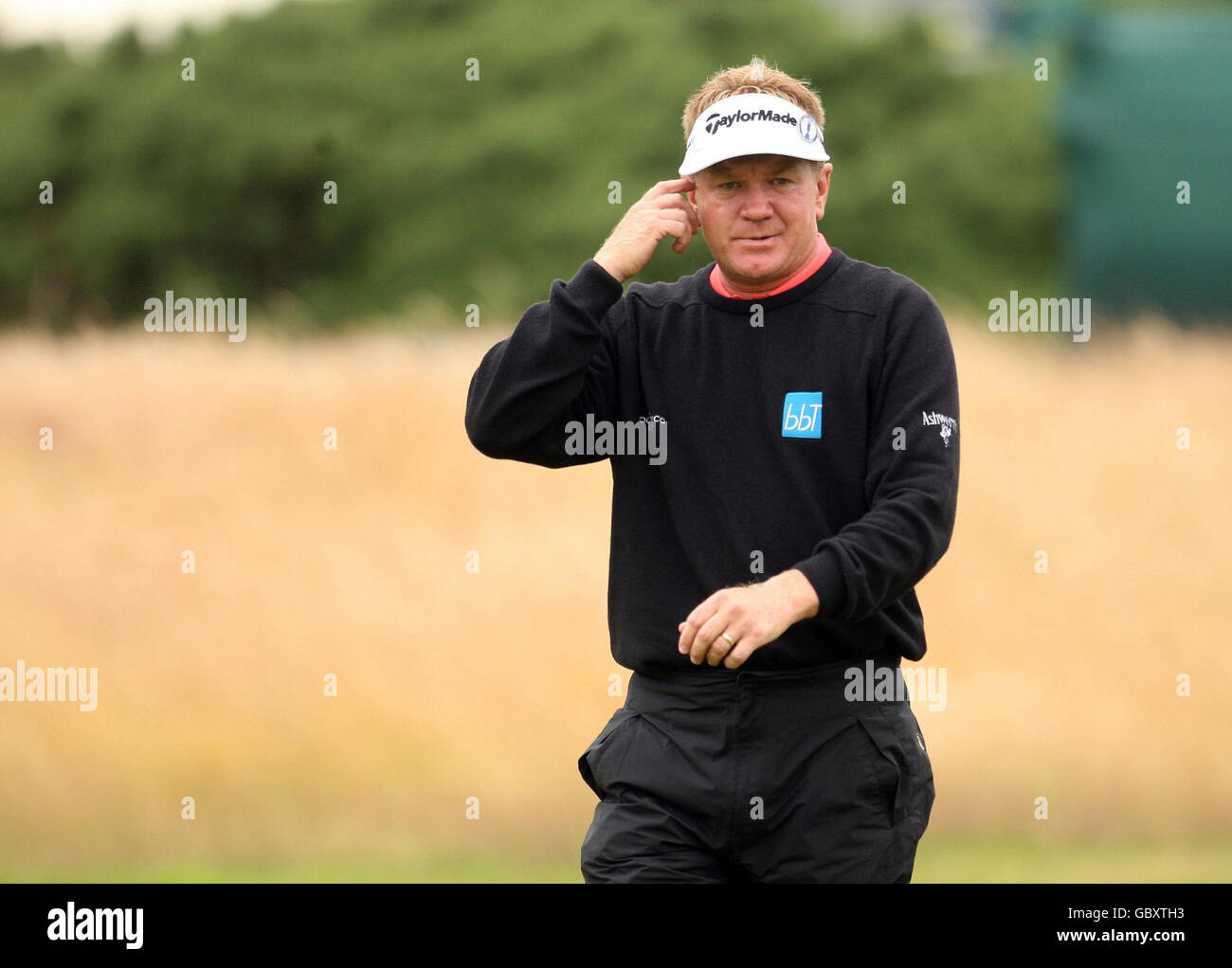 England's Paul Broadhurst gestures during the second round of the Open