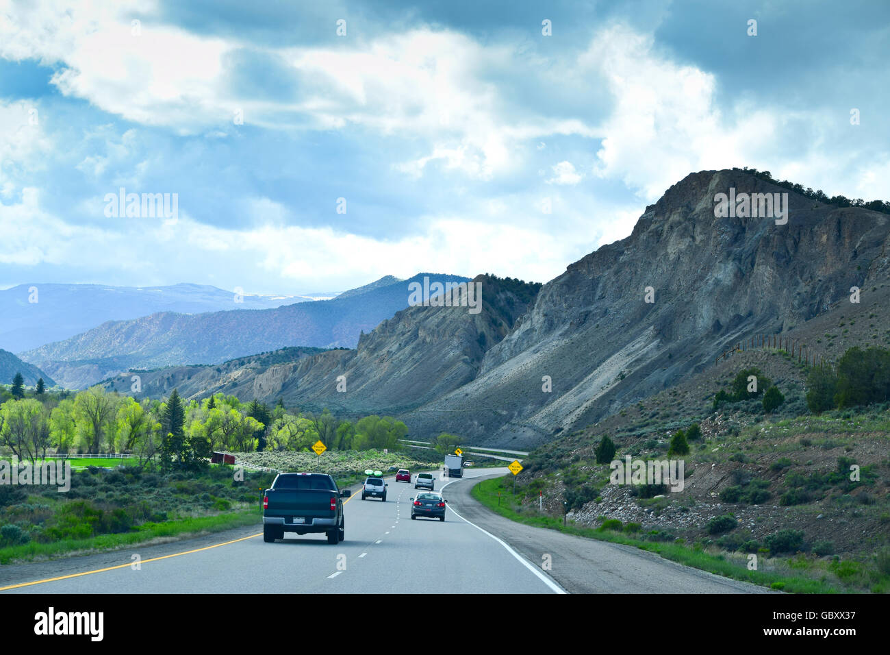 Driving on Interstate 70 from Denver to Utah passing the Rocky Mountains Stock Photo - Alamy