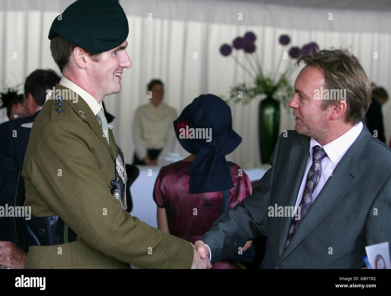 Captain Jim Berry, of the Royal Irish Regiment (left), meets actor