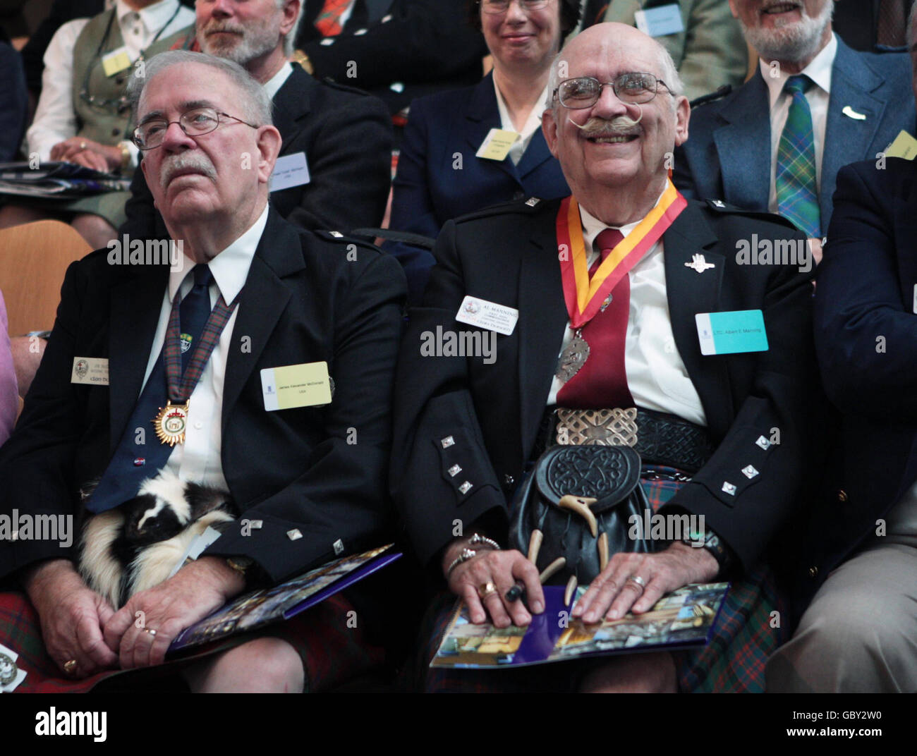 Clan members in Edinburgh at the Clan Convention. One hundred of Scotland's Clan Chiefs will gather for a Clan Convention as part of the Gathering weekend in the city. Stock Photo