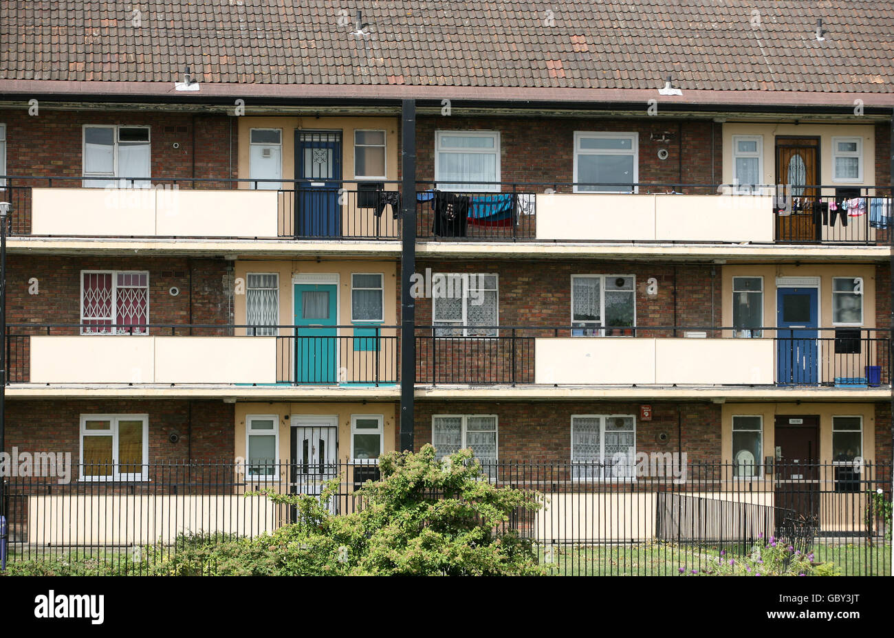 A general view of a block of flats in Mile End, London. Stock Photo