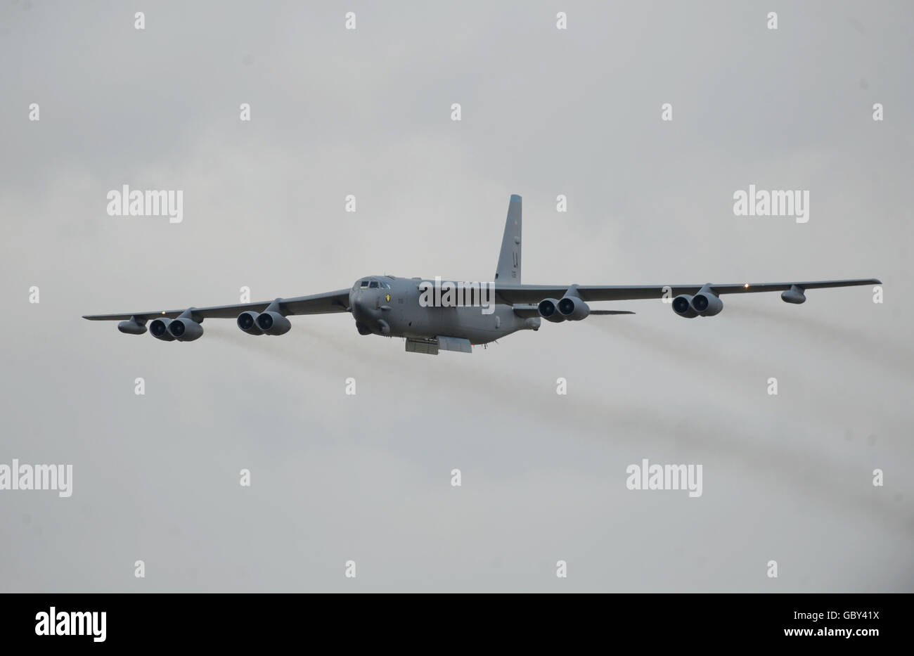 Boeing B-52H Stratofortress of 20th Bomb Squadron, USAF Air Combat Command, Barksdale AFB at the Royal International Air Tattoo at RAF Fairford, Gloucestershire. Stock Photo
