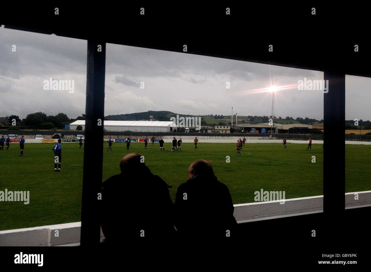 Soccer - West Auckland FC feature - Darlington Road Ground. Spectators watch the action between West Auckland and Stokesley at the Darlington Road Ground, West Auckland. Stock Photo