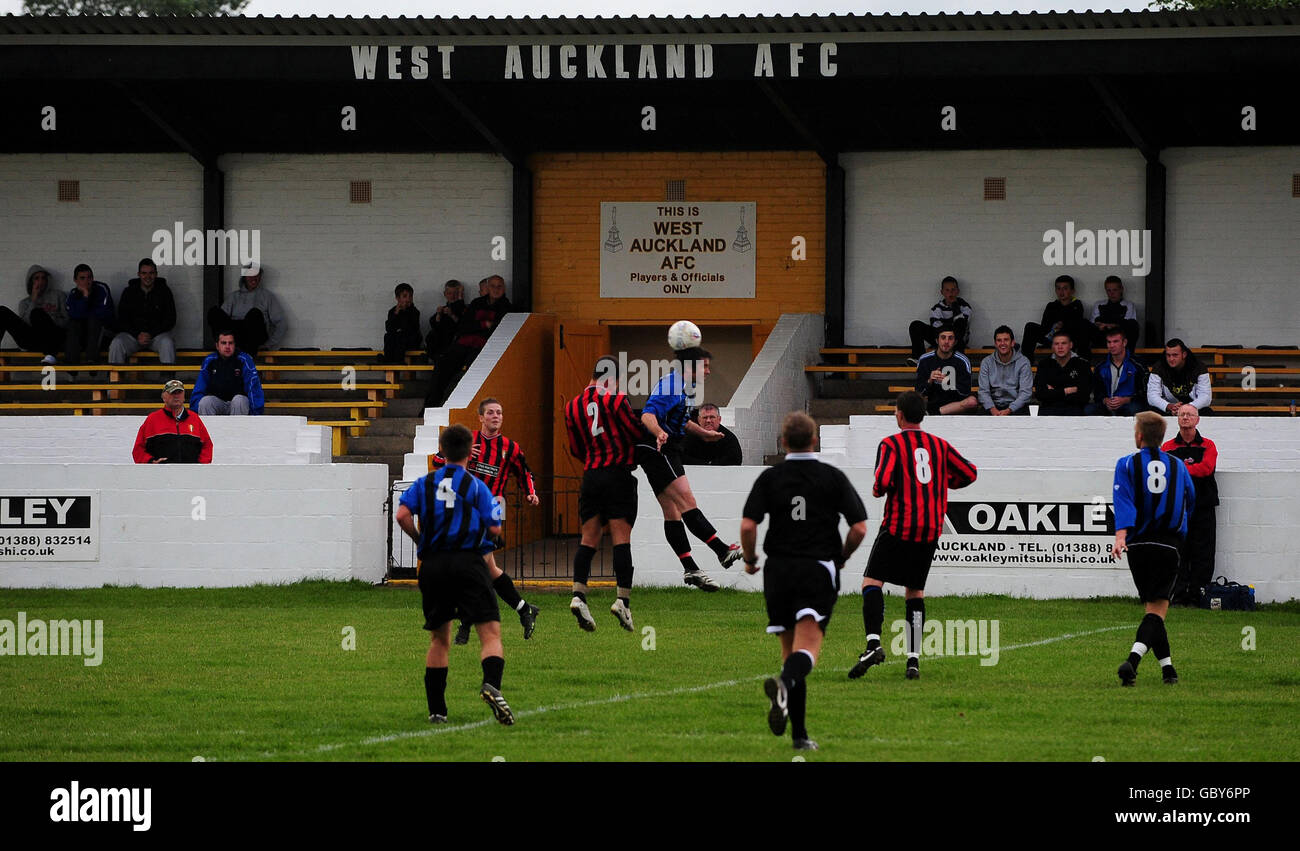 Soccer - West Auckland FC feature - Darlington Road Ground. Action between West Auckland and Stokesley at the Darlington Road Ground, West Auckland. Stock Photo