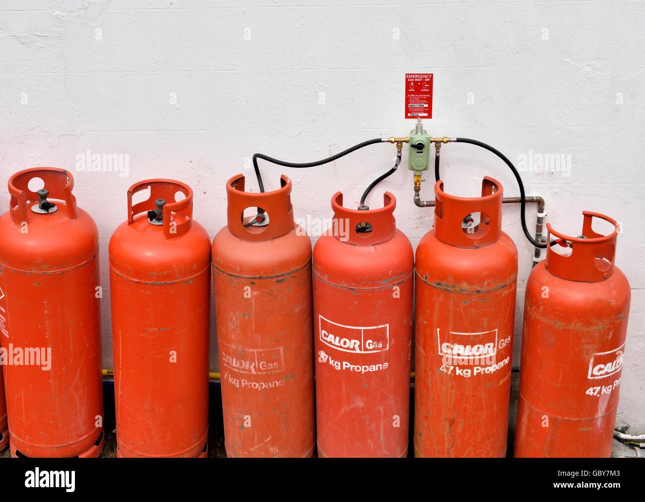 Calor gas propane cyclinders. Stock Photo