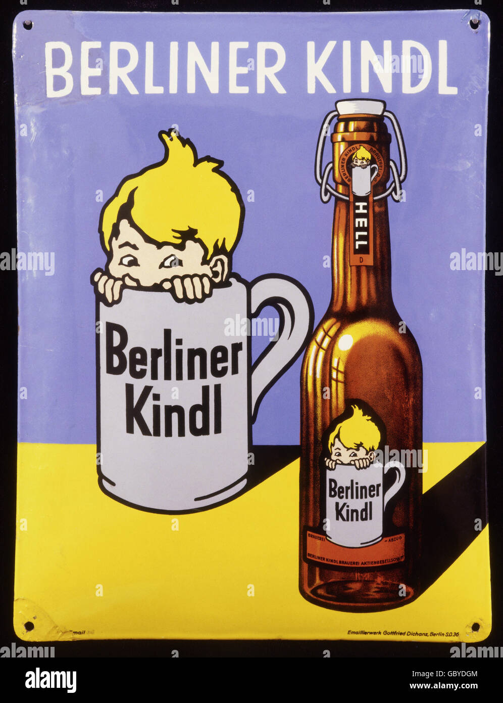 Old abandoned 'Berliner Kindl' sign outside a closed pub, Berlin