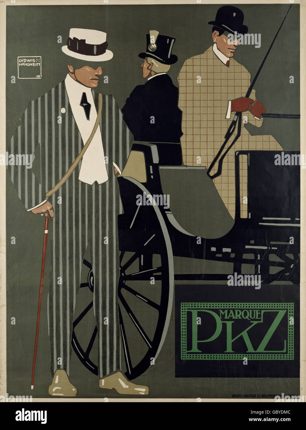 advertising, Hohlwein, Ludwig, poster, 'Marque PKZ', 1908, 122.5 cm x 93 cm, Additional-Rights-Clearences-Not Available Stock Photo