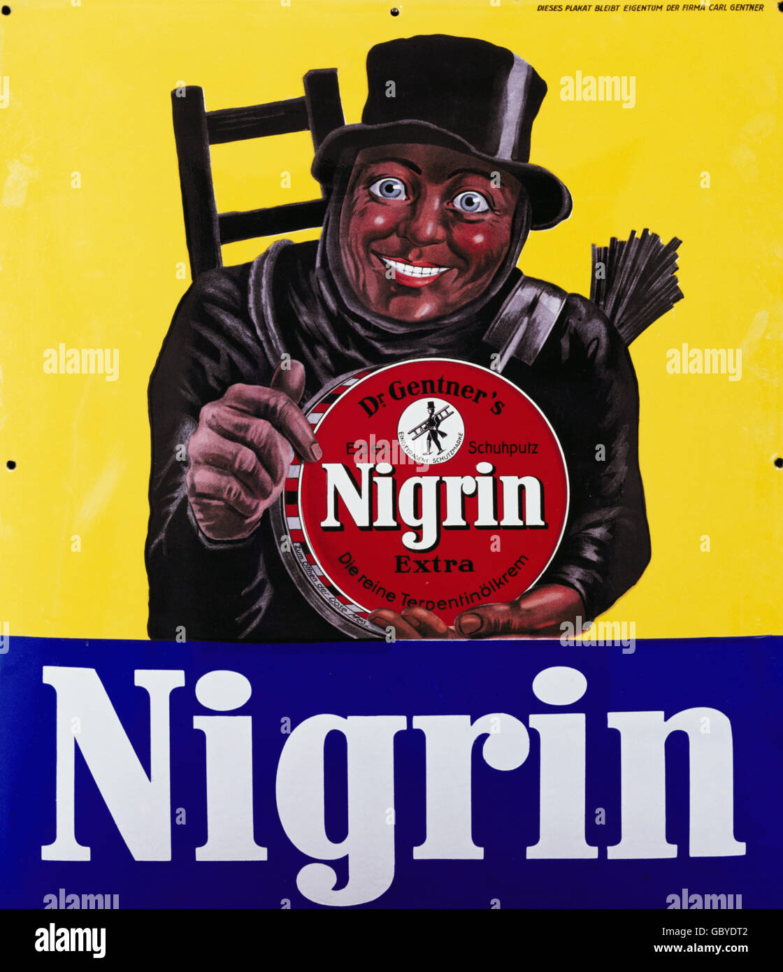 advertising, shoe polish, Nigrin, Dr. Gentner's Edel Schuhputz, enamel plate, Germany, circa 1905, Additional-Rights-Clearences-Not Available Stock Photo