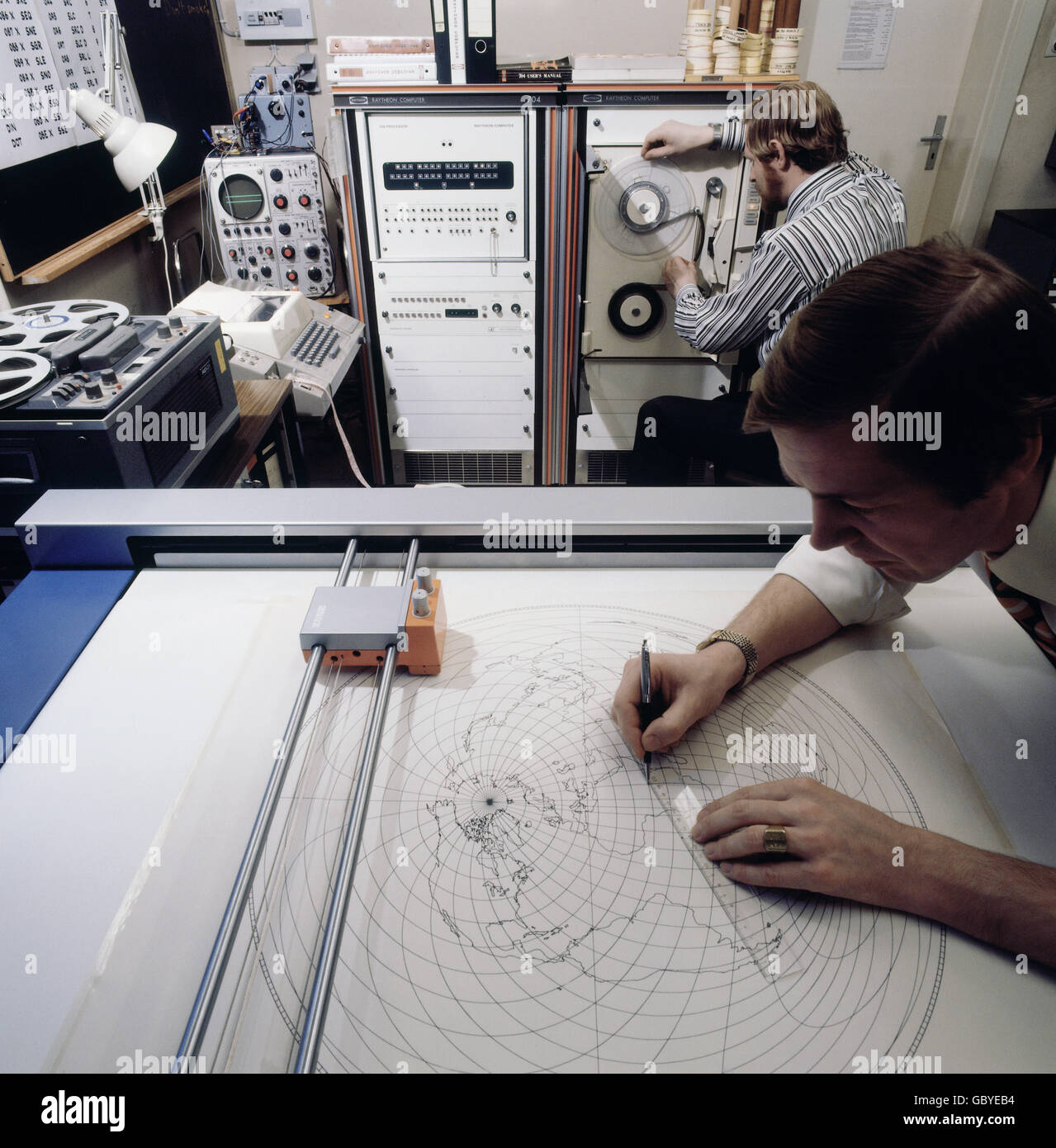 office, computer, electronic data processing at IBM, 1969, Additional-Rights-Clearences-Not Available Stock Photo