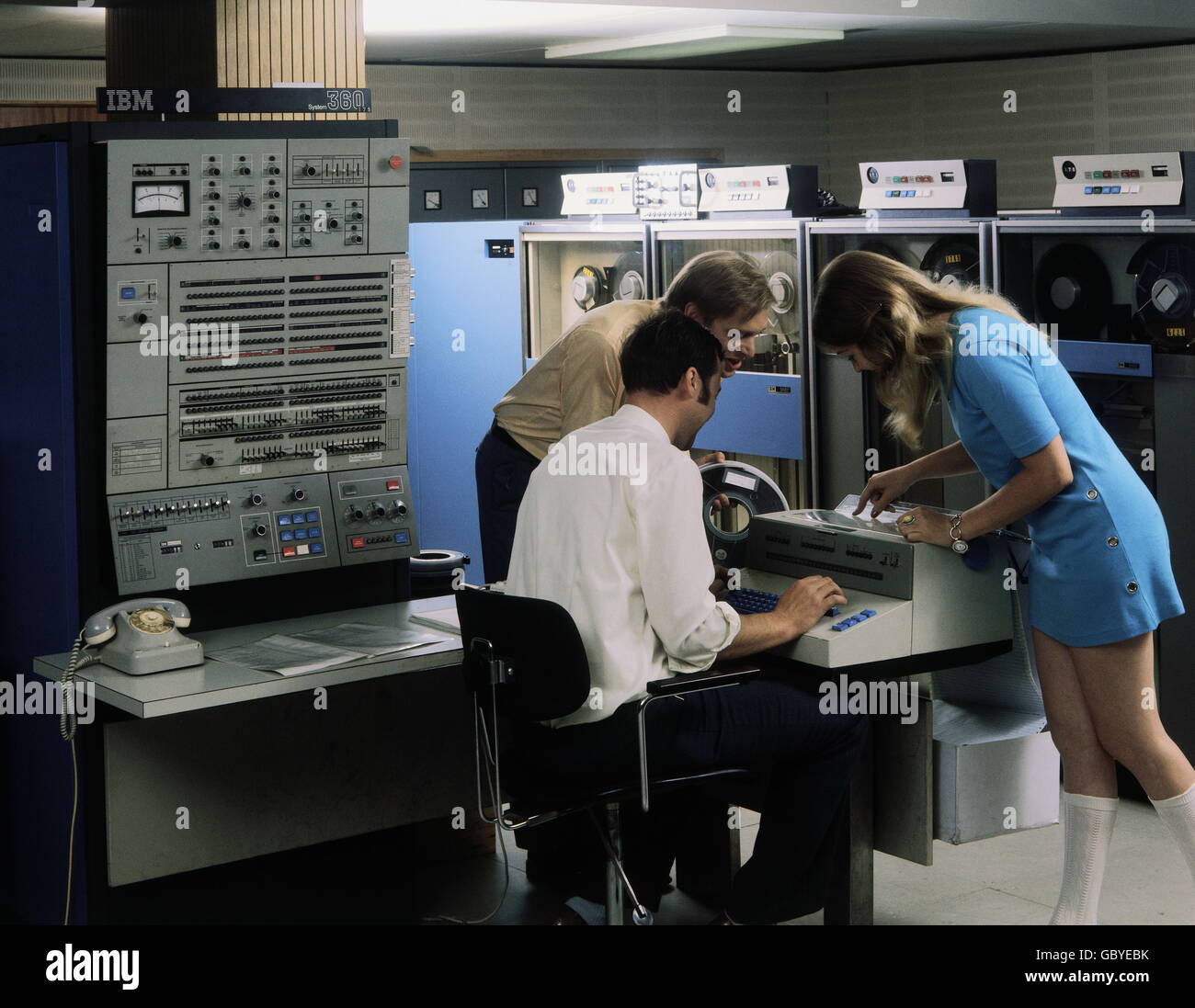 office, computer, electronic data processing at IBM, Hamburg, Germany, 1969, Additional-Rights-Clearences-Not Available Stock Photo