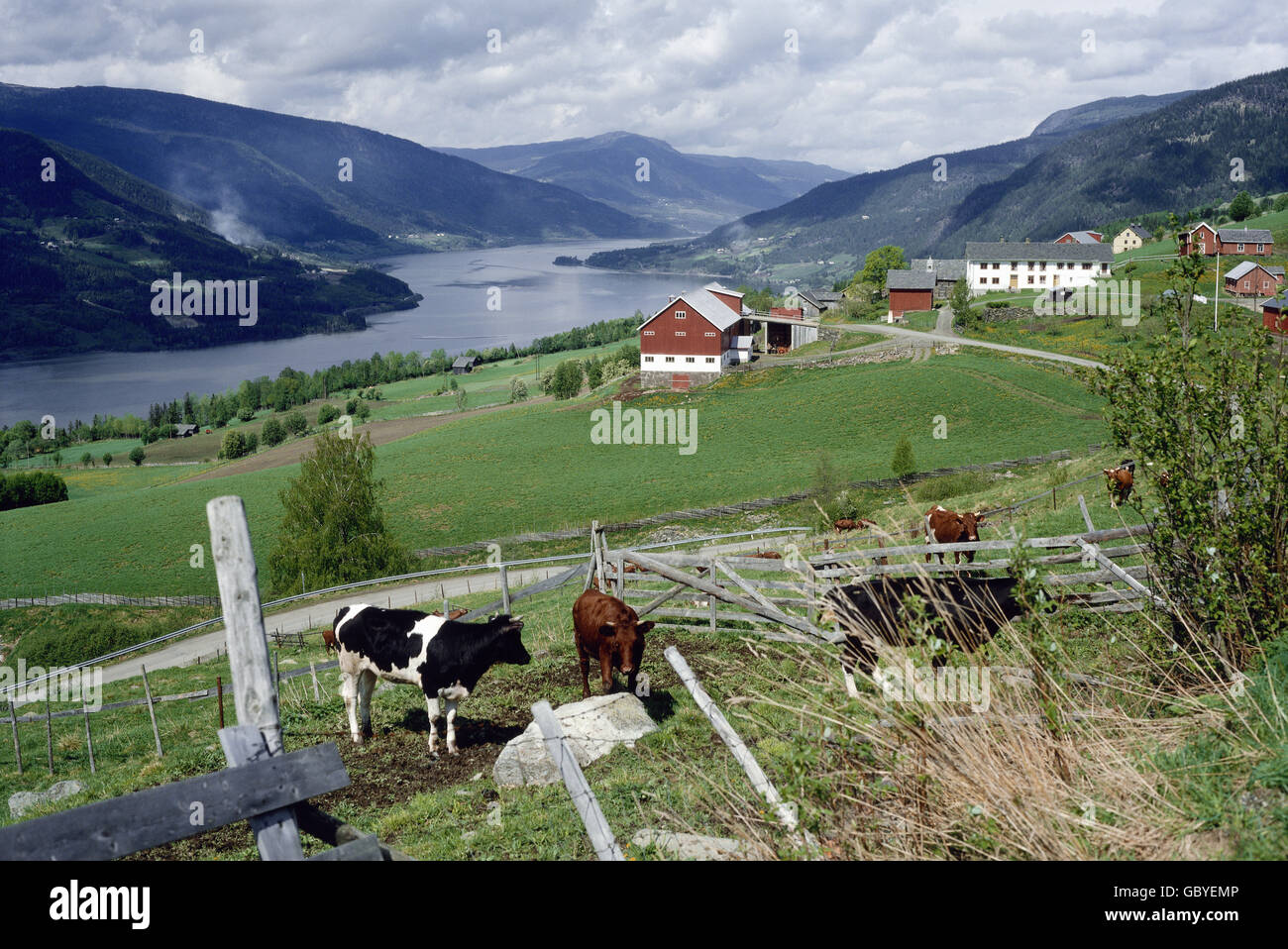 geography / travel, Norway, Gudbrandsdal, townscape near Fretten, 1981, Additional-Rights-Clearences-Not Available Stock Photo