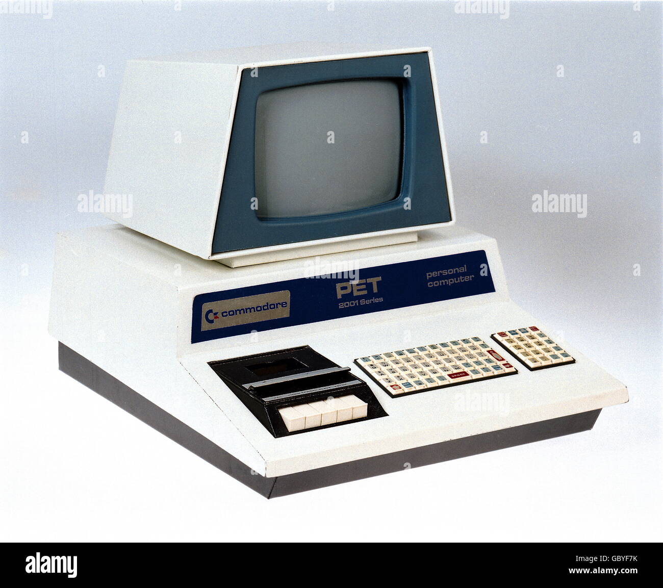 computing / electronics, computer, Commodore PET 2001, USA, 1977, historic, historical, 1970s, 70s, 20th century, compact, personal computer, computers, technic, technics, integrated datasette, mass storage, memory, processor, processors 6502, keyboard, personal, home computer, invention, PC, Personal Electronic Transactor, display, hardware, studio shot, Additional-Rights-Clearences-Not Available Stock Photo