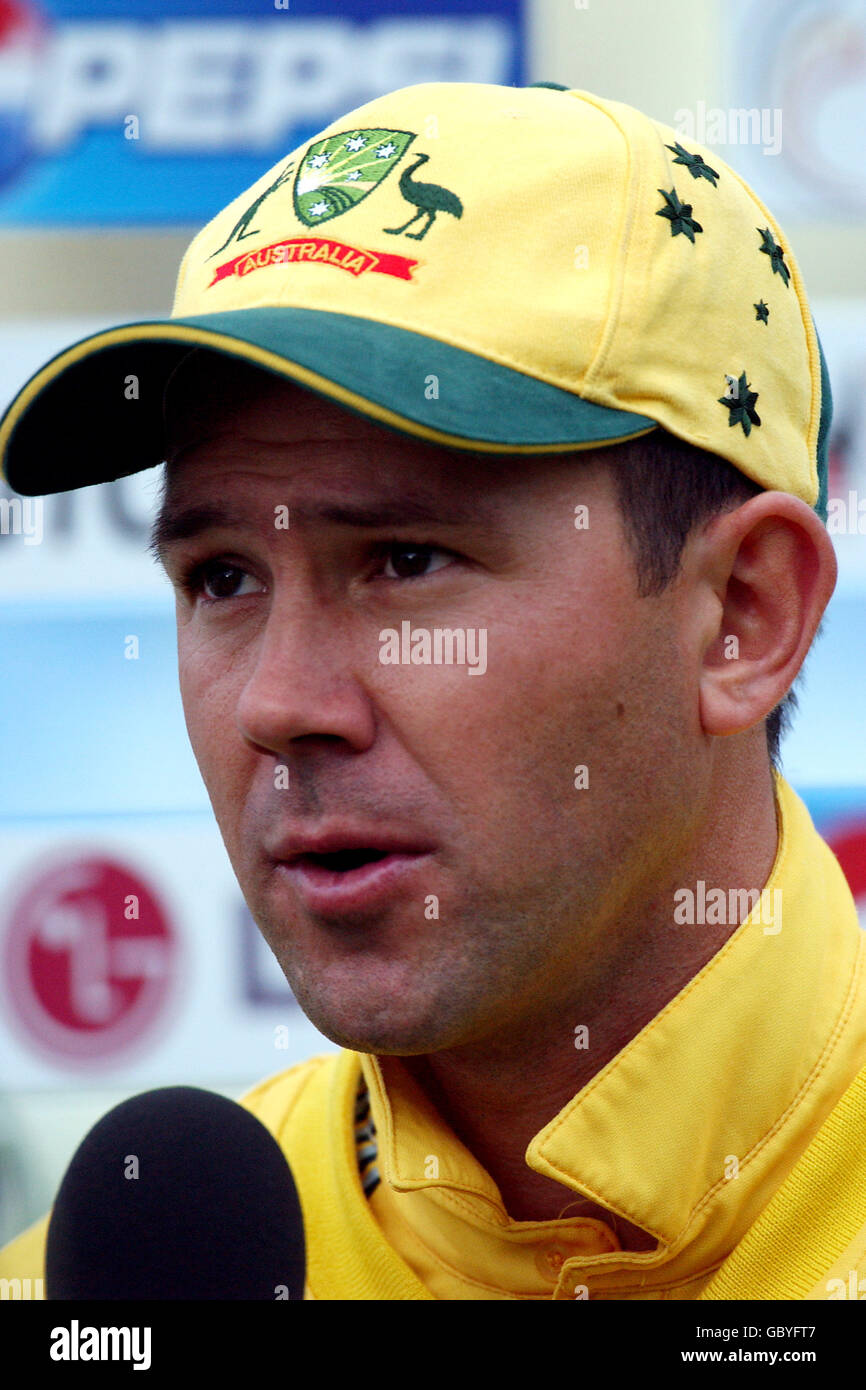 Australia Ricky Ponting is interviewed after the game Stock Photo Alamy