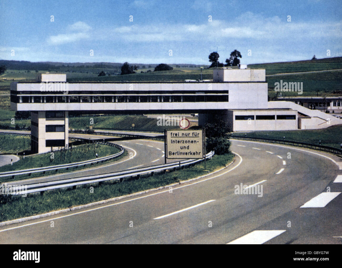 transport / transportation, car, motorway, interzonal route to West Berlin, motorway restaurant, Frankenwald, Rudolphstein, 1970s, Additional-Rights-Clearences-Not Available Stock Photo
