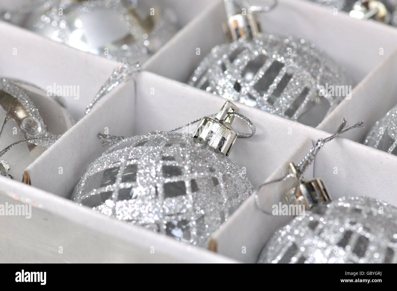 Christmas balls for sale at Santa Llúcia Christmas market, Barcelona