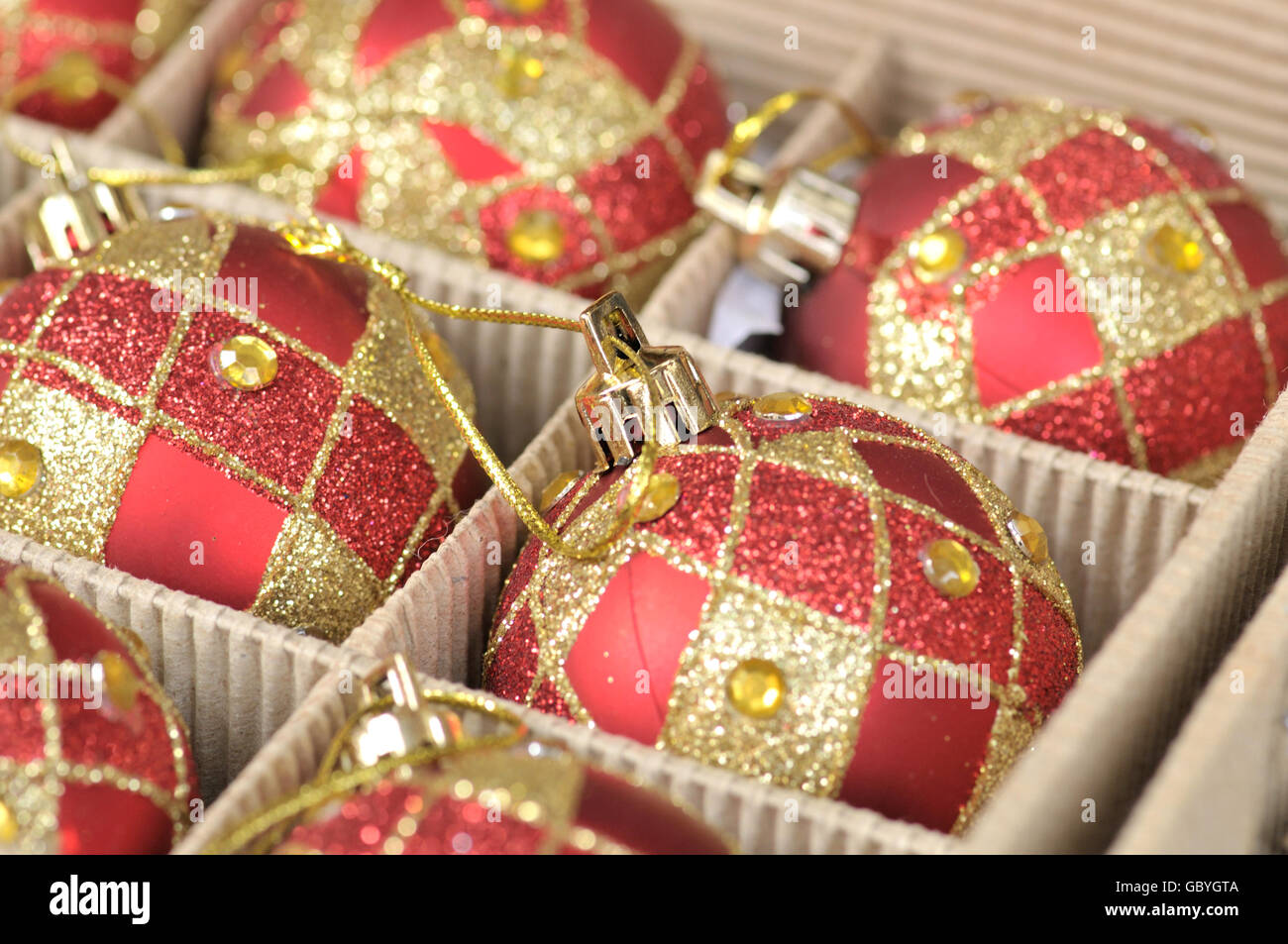 Christmas balls for sale at Santa Llúcia Christmas market, Barcelona