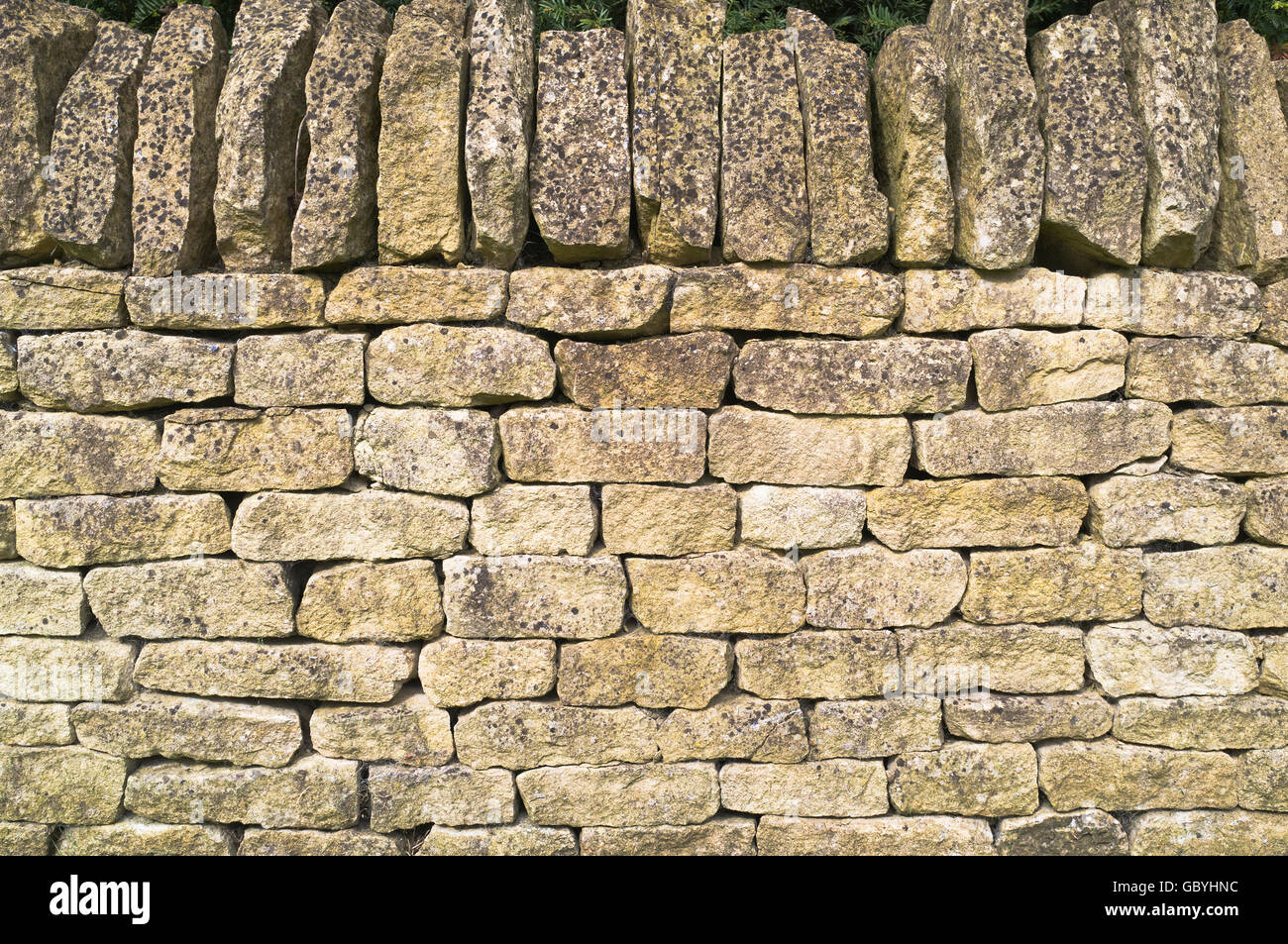dh  COTSWOLDS GLOUCESTERSHIRE Cotswold stone wall Stock Photo