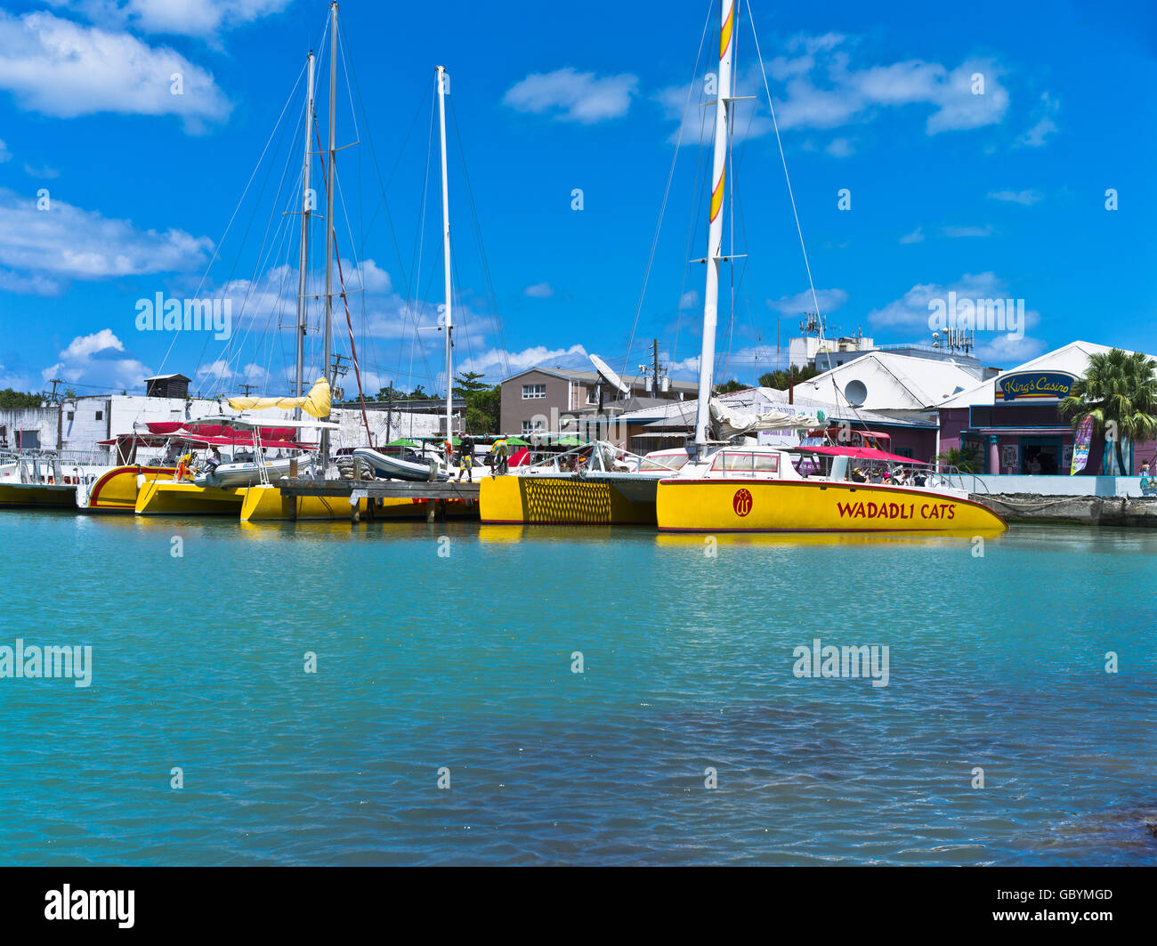 dh St Johns ANTIGUA CARIBBEAN Saint Johns Wadadli Cats catamarans boat tours sea tour Stock Photo