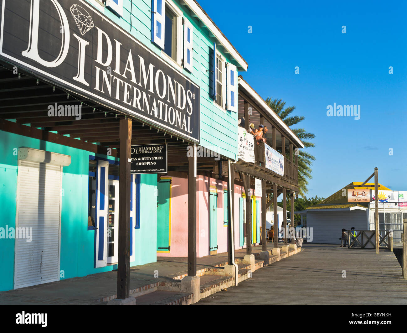 dh St Johns ANTIGUA CARIBBEAN Redcliffe quay Caribbean waterfront bar Stock Photo