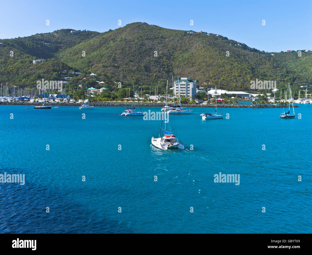 dh Road Town TORTOLA CARIBBEAN Luxury catamaran yacht boat arriving