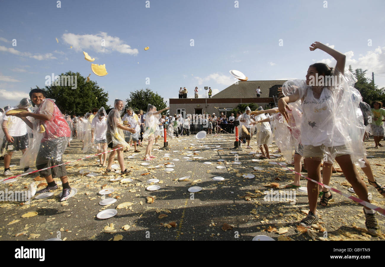 World Record custard pie fight Stock Photo Alamy