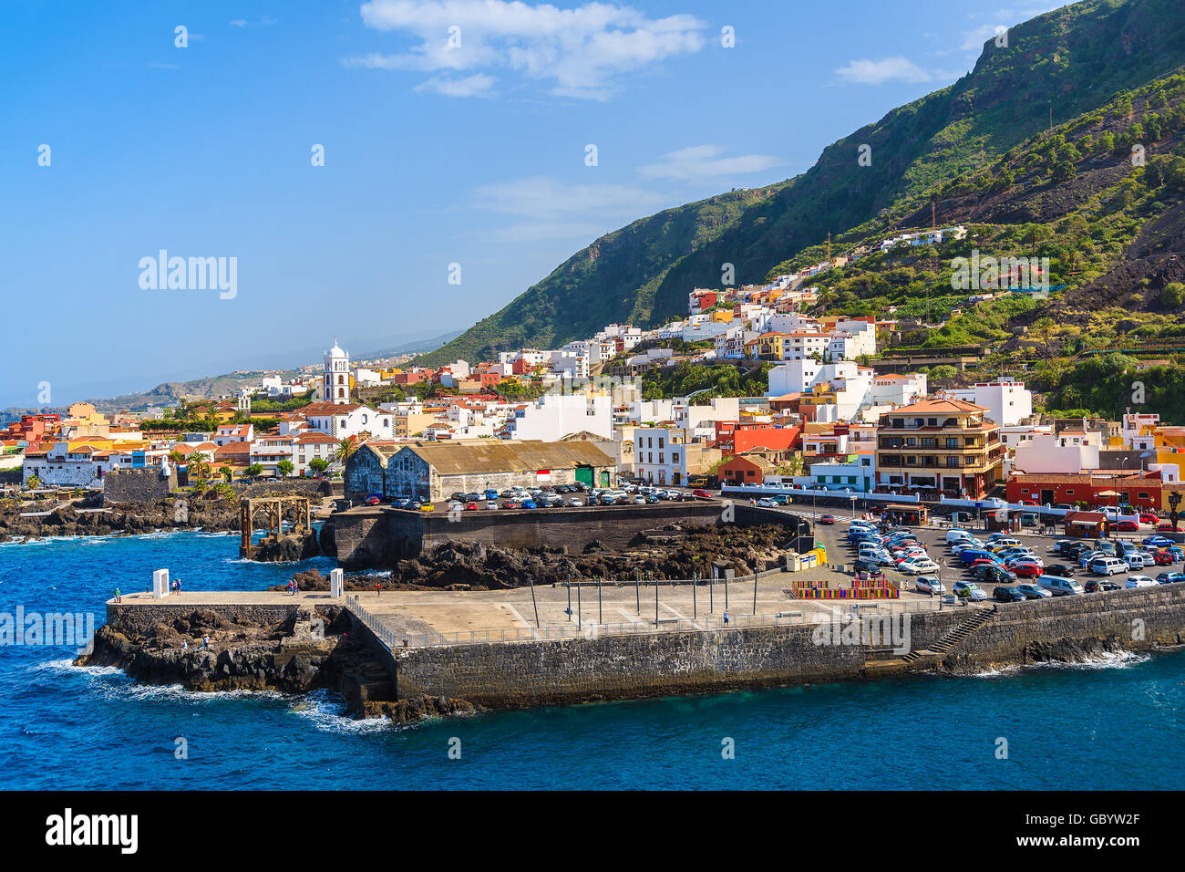 A view of Garachico town on coast of Tenerife, Canary Islands, Spain Stock Photo